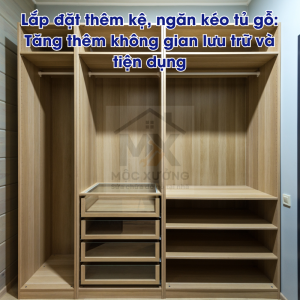 Lắp đặt thêm kệ, ngăn kéo tủ gỗ: Tăng thêm không gian lưu trữ và tiện dụng