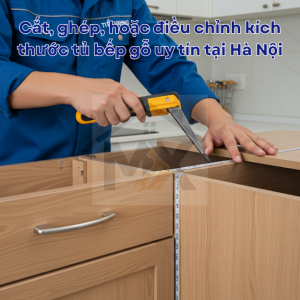 Cắt, ghép, hoặc điều chỉnh kích thước tủ bếp gỗ uy tín tại Hà Nội